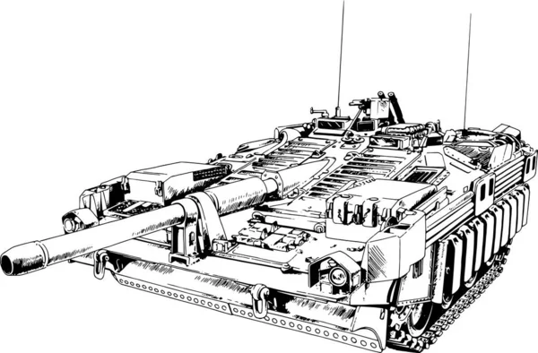 坦克被涂上白色背景上的油墨 — 图库矢量图片