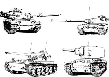 Mürekkep el yazısıyla çizilmiş güçlü bir tank.