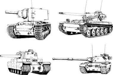 Mürekkep el yazısıyla çizilmiş güçlü bir tank.