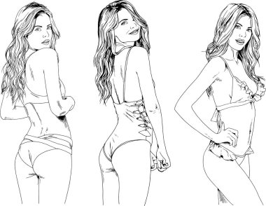 Mayolu güzel sarışın kız. El çizimiyle rimel çizilmiş.