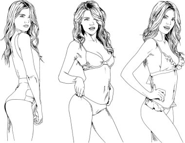 Mayolu güzel sarışın kız. El çizimiyle rimel çizilmiş.