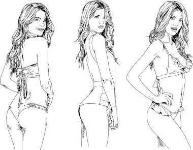 Mayolu güzel sarışın kız. El çizimiyle rimel çizilmiş.