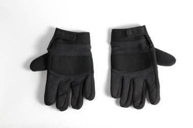 Beyaz arka plan üzerinde izole siyah motosiklet eldiven