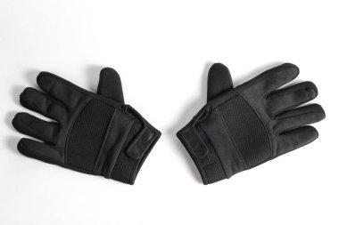 Beyaz arka plan üzerinde izole siyah motosiklet eldiven