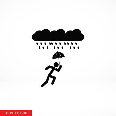 Yalnız yağmur simgesi, düz tasarım en iyi vektör simgesi