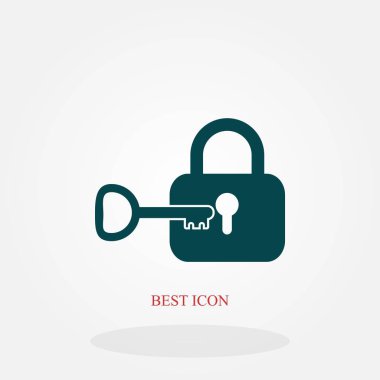 Kilit ve anahtar vektör simge, düz tasarım en iyi vektör simgesi