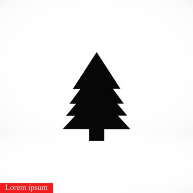 Sunni Noel ağaç simgesiyle, düz tasarım en iyi vektör simgesi