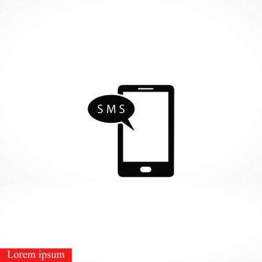 Akıllı telefon sms simgesi, düz tasarım en iyi vektör simgesi