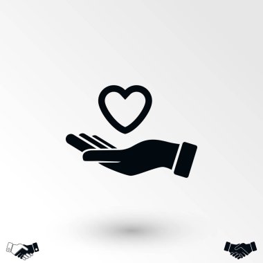 elinde kalp simgesi, düz tasarım en iyi vektör simgesi