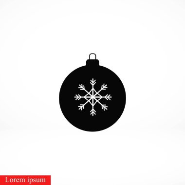Noel topu simgesi, düz tasarım en iyi vektör simgesi