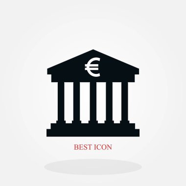 Euro banka vektör simgesi, düz tasarım en iyi vektör simgesi