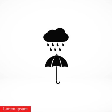bulut ve şemsiye simgesi, düz tasarım en iyi vektör simgesi