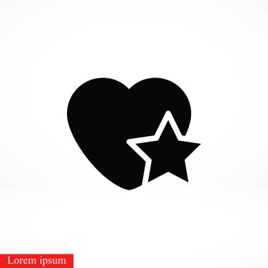 kalp yıldız simgesi, düz tasarım en iyi vektör simgesi