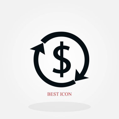 Dolar işareti simgesi, düz tasarım en iyi vektör simgesi