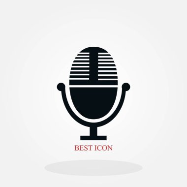Vektör mikrofon simgesi, düz tasarım en iyi vektör simgesi