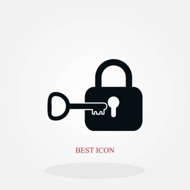 Kilit ve anahtar vektör simge, düz tasarım en iyi vektör simgesi