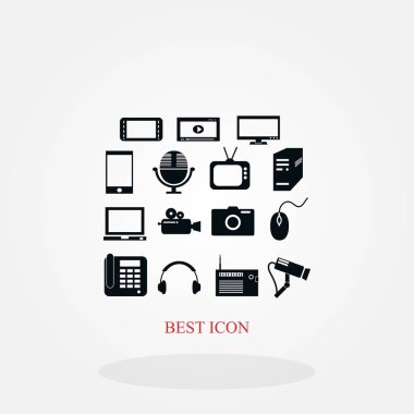 serisi simge seti ve mobil cihazlar., düz tasarım en iyi vektör simgesi