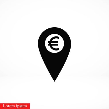 İşaret konum simgesini Euro simgesi, düz tasarım en iyi vektör simgesi