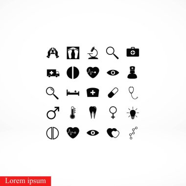 Tıbbi simgeler, düz tasarım en iyi vektör simgesi