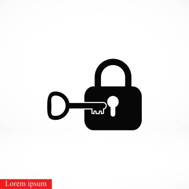 Kilit ve anahtar vektör simge, düz tasarım en iyi vektör simgesi