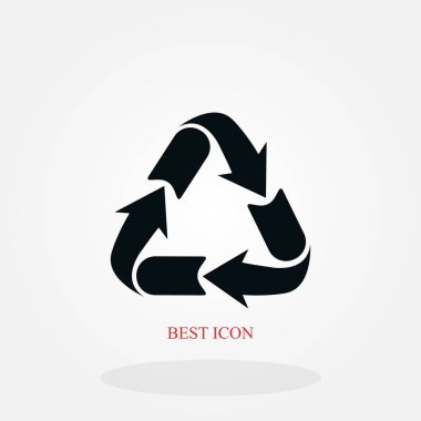 Geri dönüşüm işareti simgesi, düz tasarım en iyi vektör simgesi