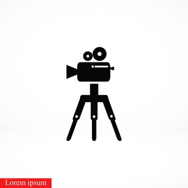 Video kamera simgesi, düz tasarım en iyi vektör simgesi