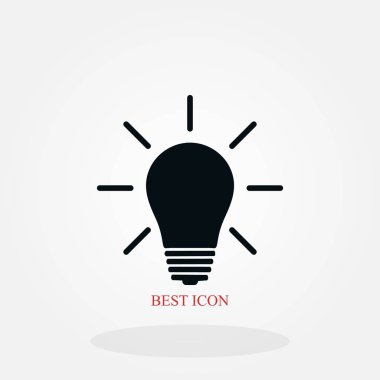 Ampul simgesi, düz tasarım en iyi vektör simgesi