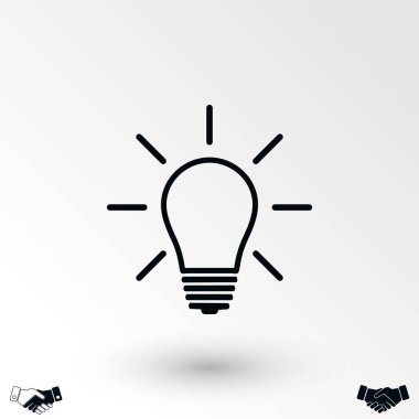 Ampul simgesi, düz tasarım en iyi vektör simgesi