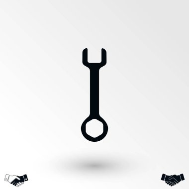 Vrench anahtar işareti simgesi, düz tasarım en iyi vektör simgesi
