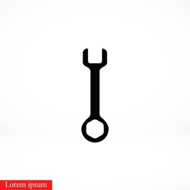 Vrench anahtar işareti simgesi, düz tasarım en iyi vektör simgesi
