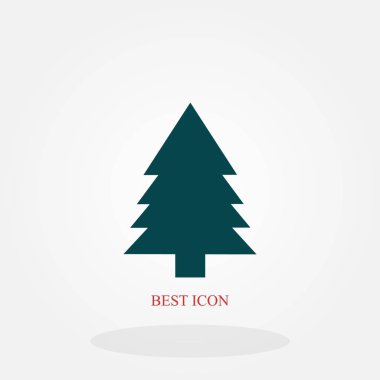 Sunni Noel ağaç simgesiyle, düz tasarım en iyi vektör simgesi