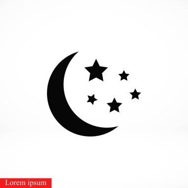 Ay ve yıldız simgesi, düz tasarım en iyi vektör simgesi