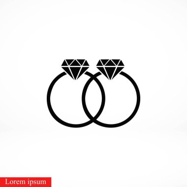 Yüzük vektör simgesi, düz tasarım en iyi vektör simgesi