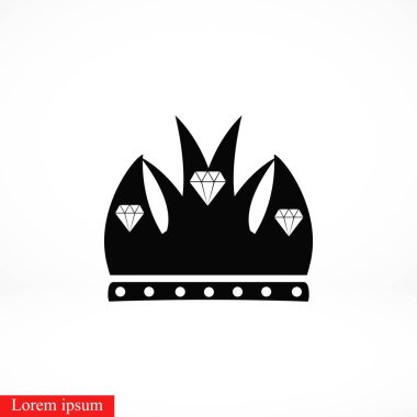 Taç vektör simgesi, düz tasarım en iyi vektör simgesi