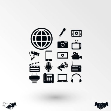 Medya simgeleri, düz tasarım en iyi vektör simgesi ayarla