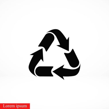 Geri dönüşüm işareti simgesi, düz tasarım en iyi vektör simgesi