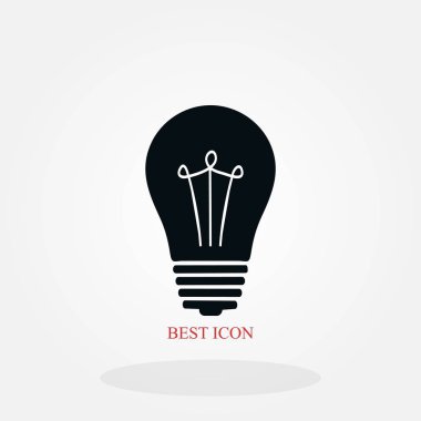 Ampul simgesi, düz tasarım en iyi vektör simgesi