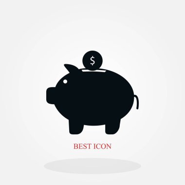 kumbara simgesi, düz tasarım en iyi vektör simgesi