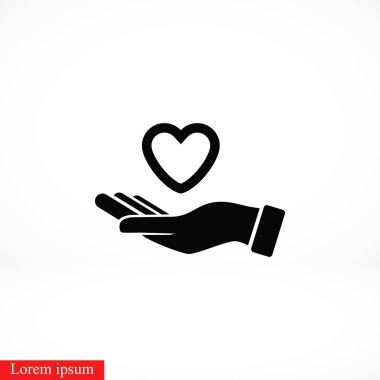 elinde kalp simgesi, düz tasarım en iyi vektör simgesi