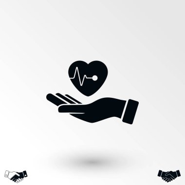 elinde kalp simgesi, düz tasarım en iyi vektör simgesi