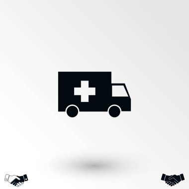 Ambulans araba simgesi, düz tasarım en iyi vektör simgesi