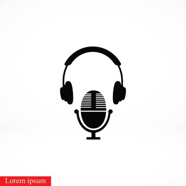 kulaklık ve mikrofon simgesi, düz tasarım en iyi vektör simgesi