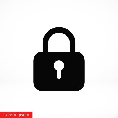 Asma kilit simgesi vektör, düz tasarım en iyi vektör simgesi