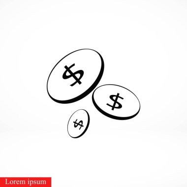 Düz para vektör simgesi, düz tasarım en iyi vektör simgesi