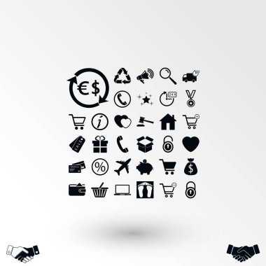 Alışveriş simgeler vektör, düz tasarım en iyi vektör simgesi