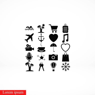 Seyahat simgeler vektör, düz tasarım en iyi vektör simgesi