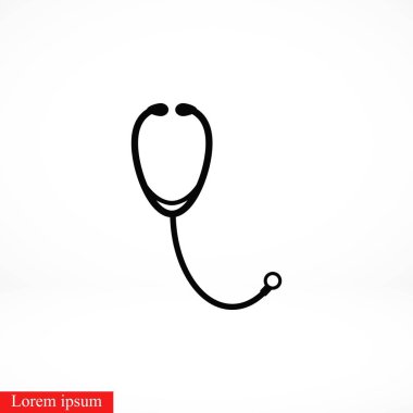 Stetoskop simge vektör, düz tasarım en iyi vektör simgesi