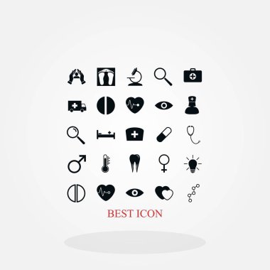 Tıbbi simgeler, düz tasarım en iyi vektör simgesi