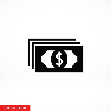 Dolar simge vektör, düz tasarım en iyi vektör simgesi