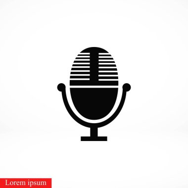 Vektör mikrofon simgesi, düz tasarım en iyi vektör simgesi